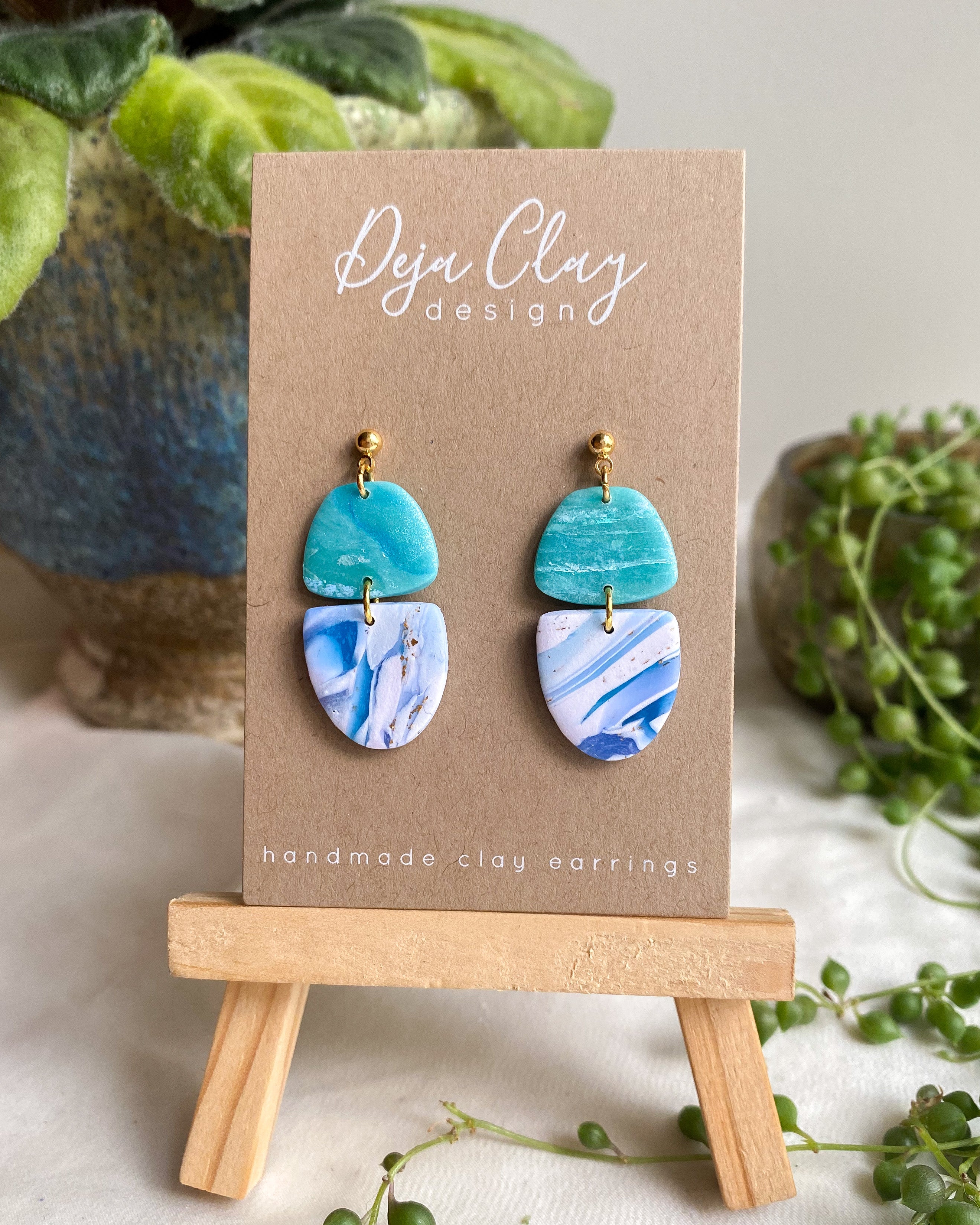 DIY tiles print clay earrings - How to make polymerclay earrings easy  tutorial and for beginner - YouTube